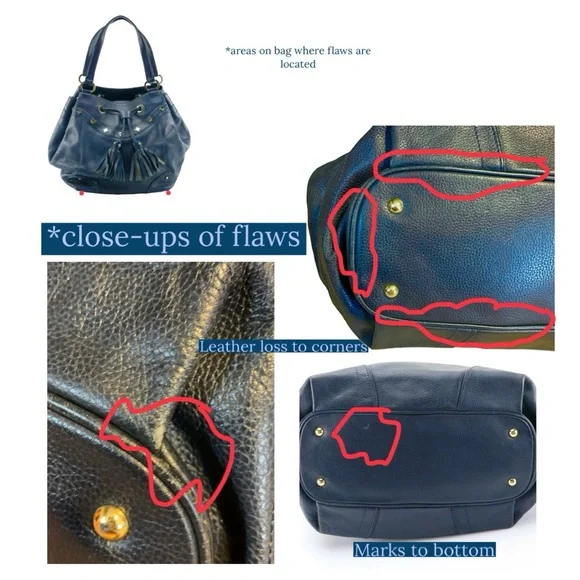 MCM BLUE LEATHER DRAWSTRING TOTE BAG WITH TASSEL & STUD DECORATIONS Totes